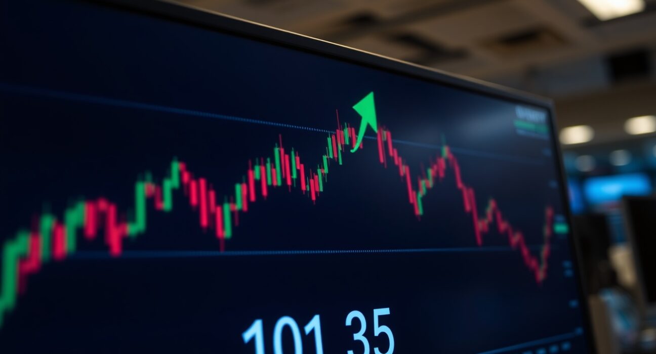 US Dollar Index chart showing price near 101.35 on a trading screen