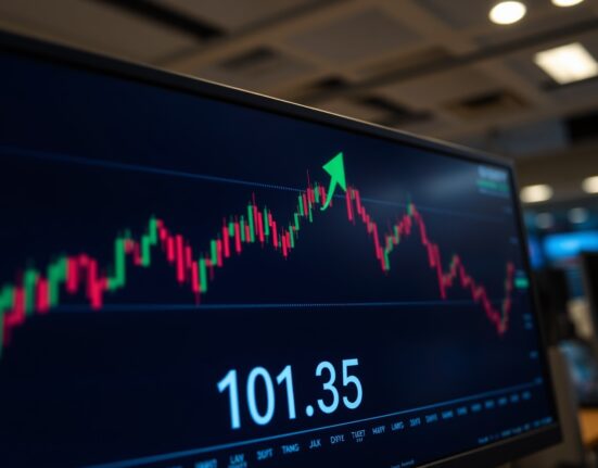US Dollar Index chart showing price near 101.35 on a trading screen