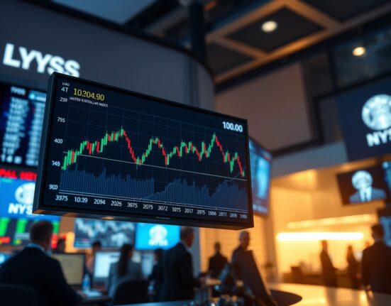 US Dollar Index chart near 100.00 on a trading floor screen amid geopolitical tensions.