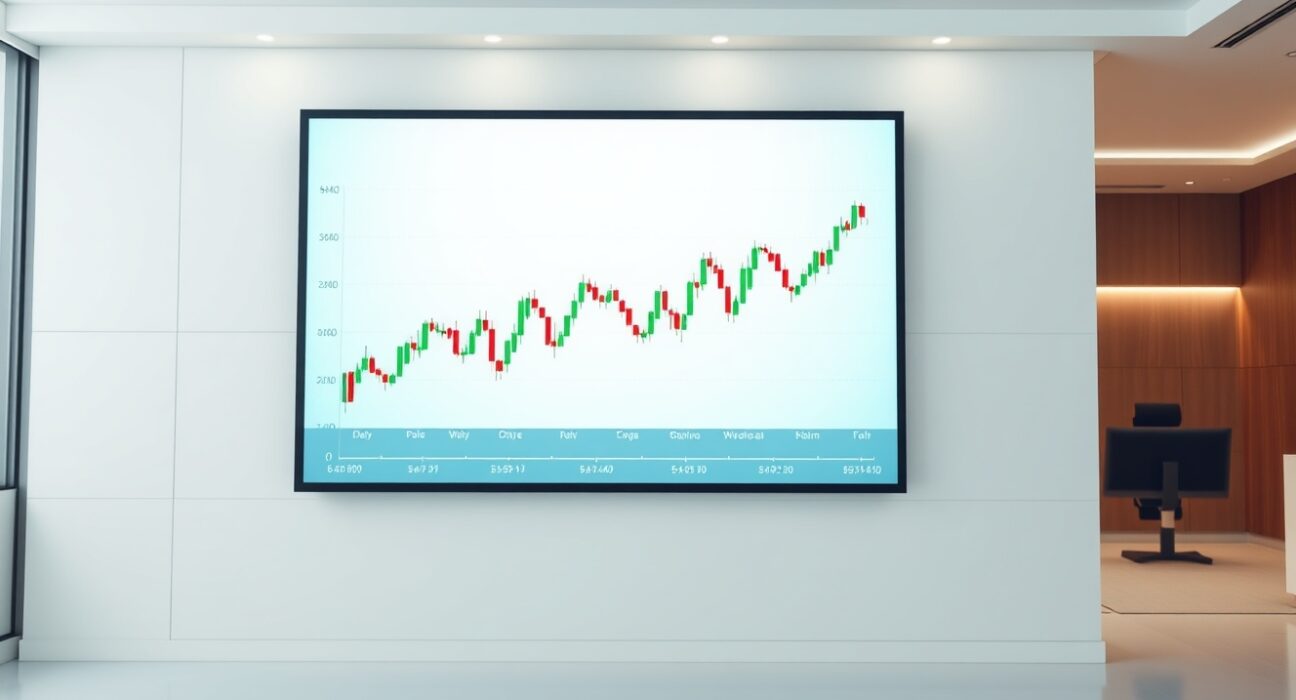 Digital screen showing US Dollar Index chart hovering near 99.40 level in a financial news studio.