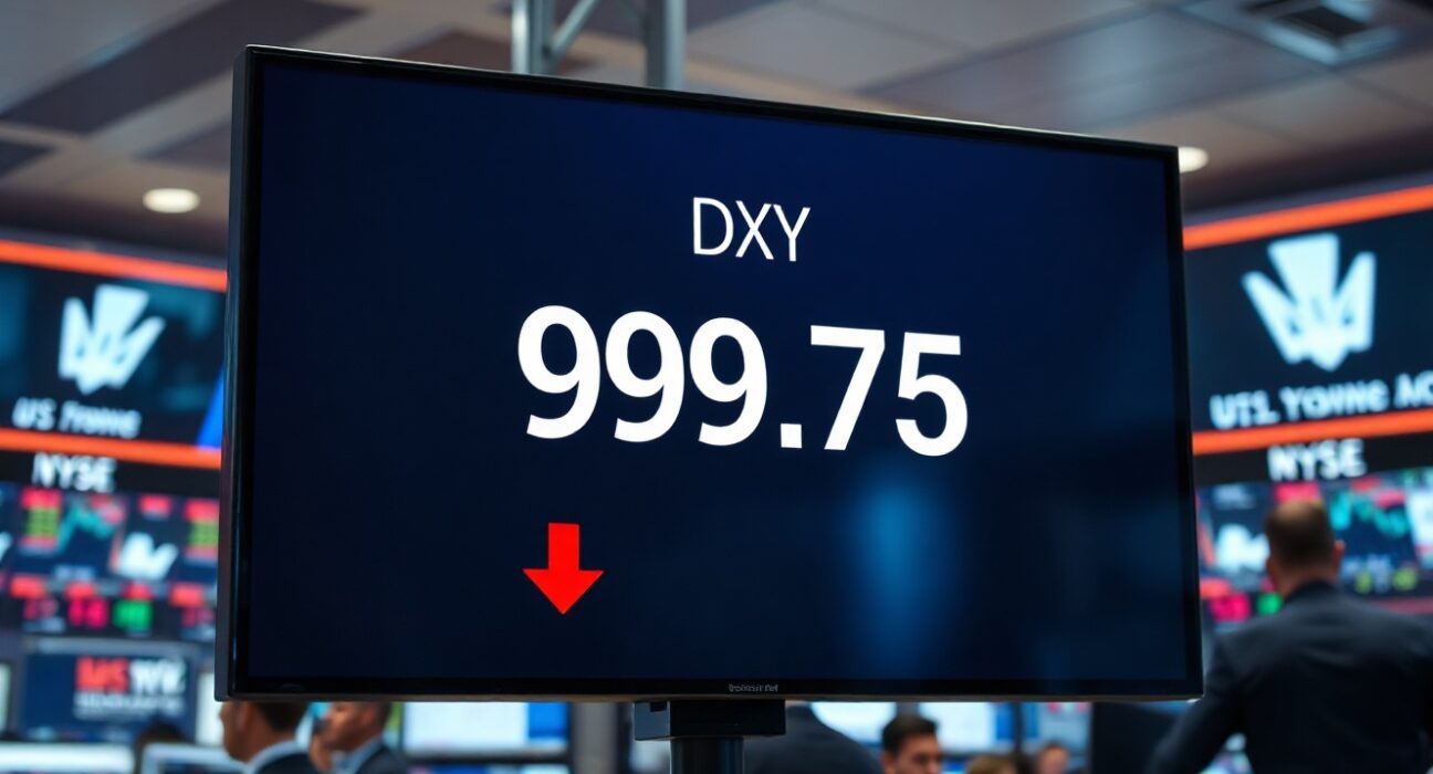 US Dollar Index chart showing decline to 99.75 amid Iran deal speculation