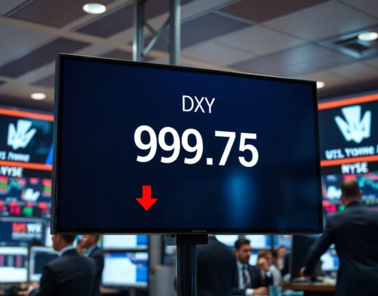US Dollar Index chart showing decline to 99.75 amid Iran deal speculation