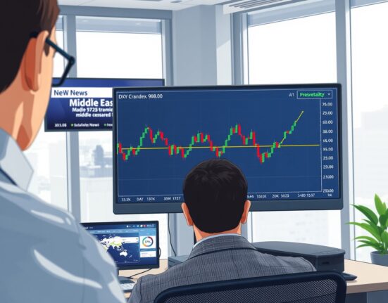 US Dollar Index chart analysis during fragile Middle East ceasefire negotiations impacting forex markets.