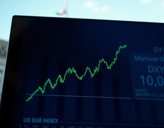 US Dollar Index chart near 100.00 with Federal Reserve building in background, illustrating key market tension.