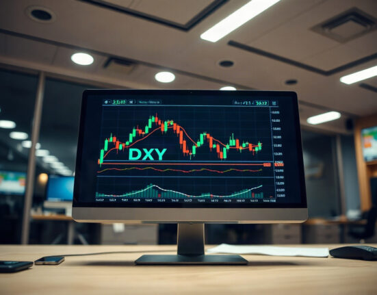 US Dollar Index chart on a trading screen as PCE data approaches