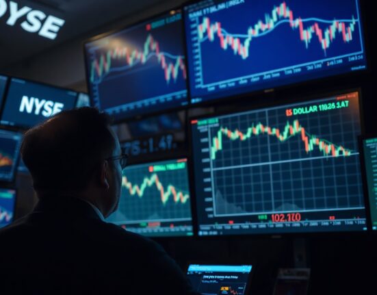 Trader monitoring US Dollar Index chart as it retreats following news of canceled Iran strikes