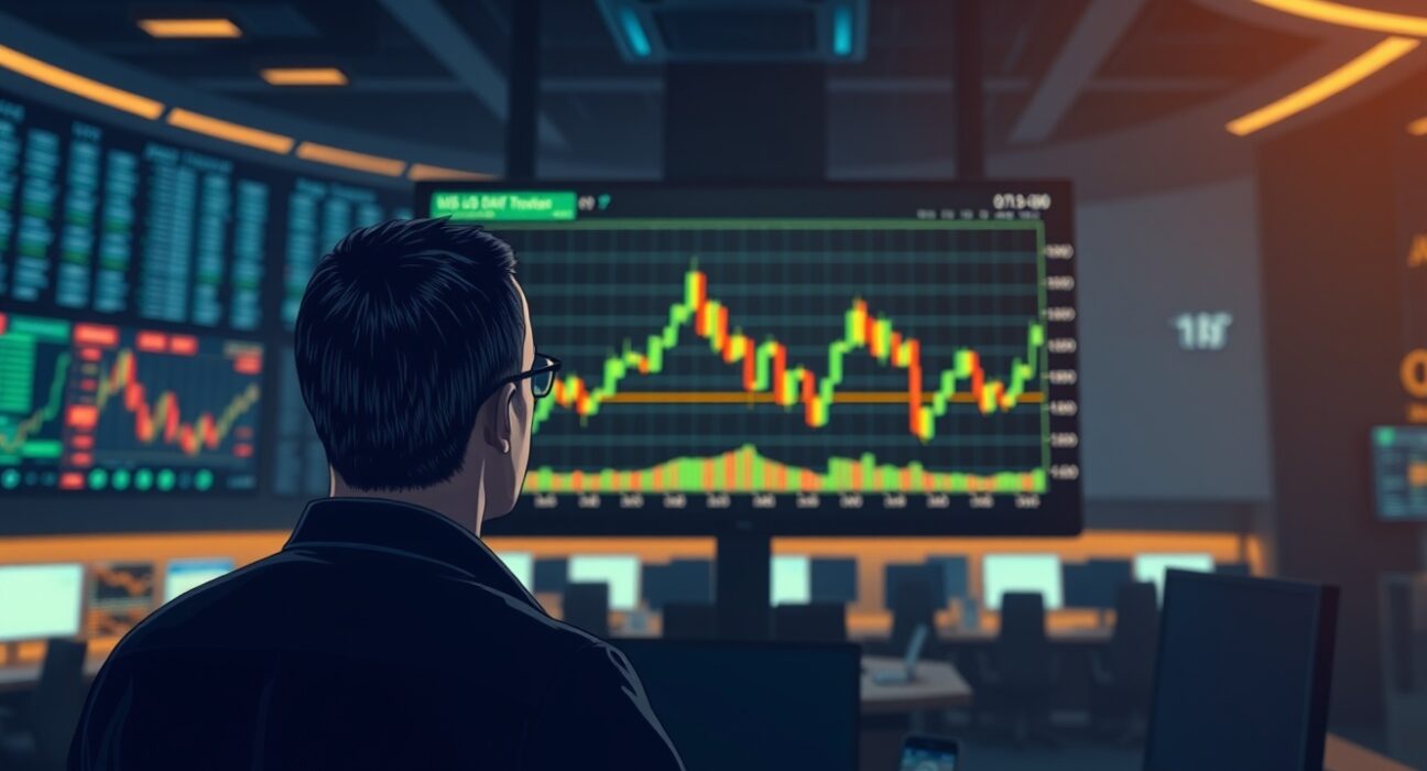 Financial analyst studying US Dollar Index chart near 101.00 level with bullish indicators