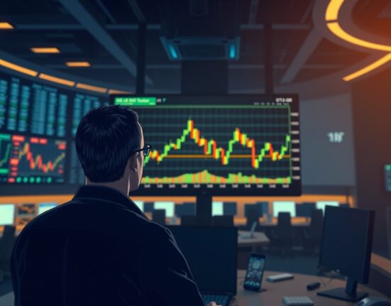 Financial analyst studying US Dollar Index chart near 101.00 level with bullish indicators