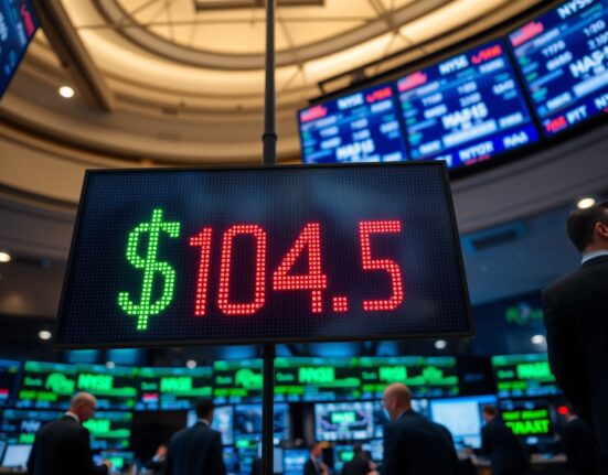 US Dollar Index display on trading floor showing steady level after Fed hold decision