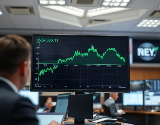 Digital display showing US Dollar Index chart with steady trend in a financial trading room