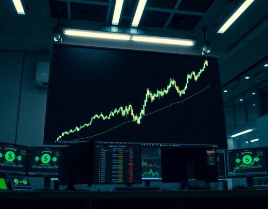 US Dollar Index chart surging on trading floor display as Kevin Warsh signals hawkish Fed policy shift