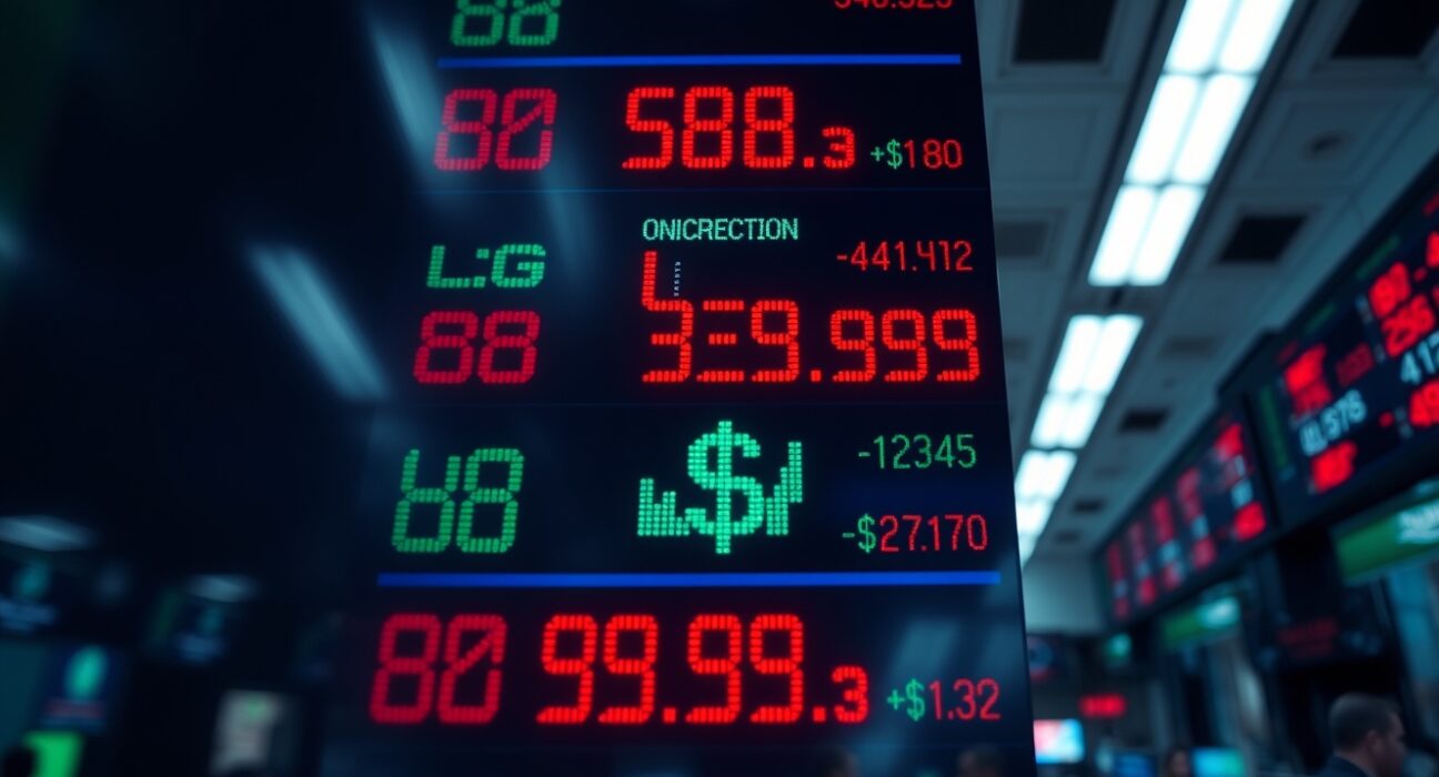 Currency exchange board showing U.S. dollar and other major currencies in a trading environment