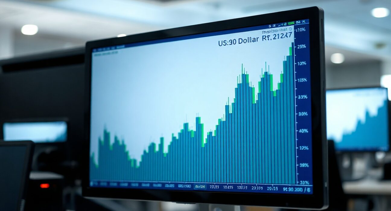 US Dollar index chart showing upward trend on a trading screen