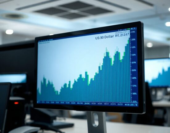 US Dollar index chart showing upward trend on a trading screen