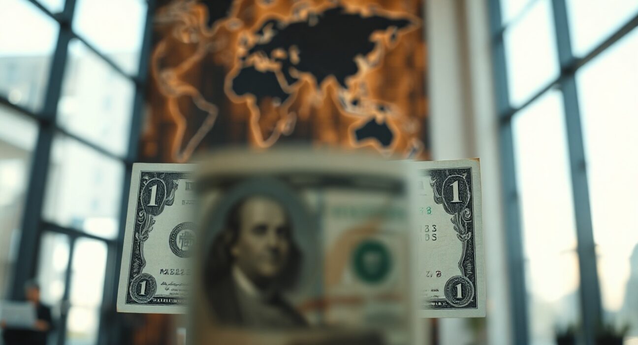 US dollar banknote with financial charts in background symbolizing currency market volatility
