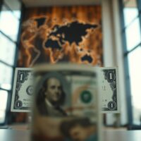 US dollar banknote with financial charts in background symbolizing currency market volatility