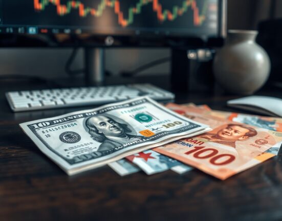 US dollar and North Asian currency notes on a desk, representing foreign exchange risk and market analysis