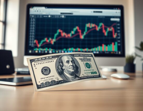 Close-up of a US dollar bill with a financial chart in the background, representing forex analysis.
