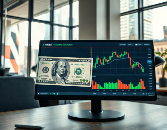 US dollar bills and financial charts representing currency market analysis