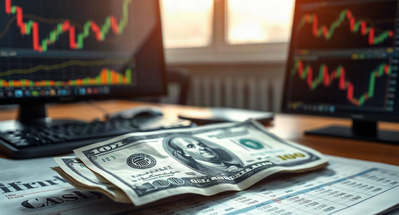 US dollar banknote on financial charts, representing currency pressure and Treasury yield cap