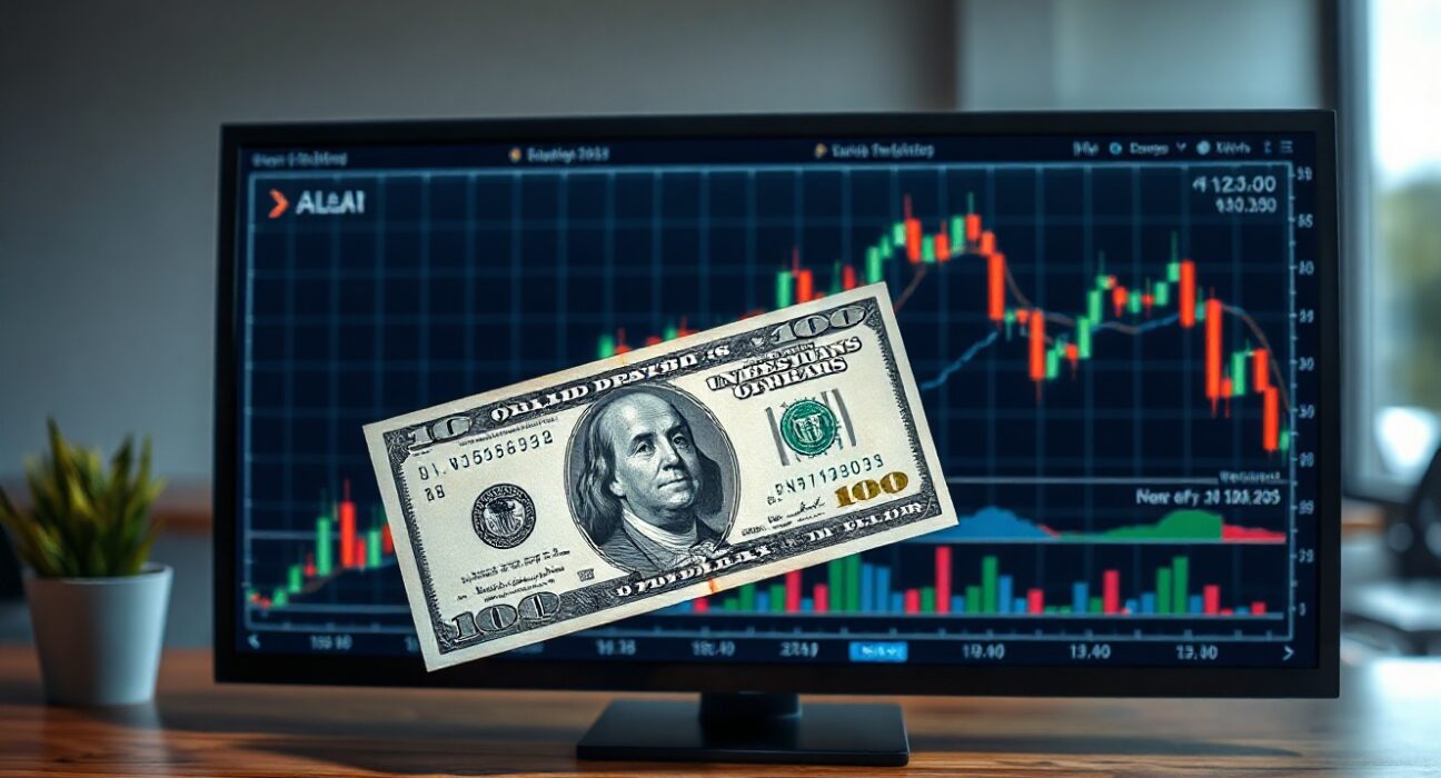 US dollar banknote with financial charts in background, representing currency market analysis