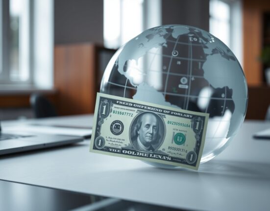 Close-up of a US dollar bill with a translucent globe in the background, representing global currency dynamics.