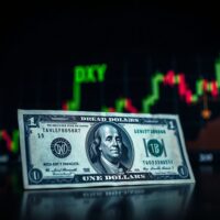 Close-up of a US dollar bill with financial charts in the background symbolizing a currency rally.