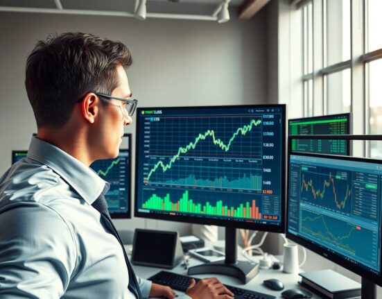 Financial analyst examining USD currency charts and market data for recovery analysis
