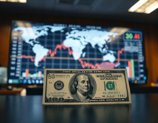 US dollar banknote with a financial chart in the background, indicating market analysis.