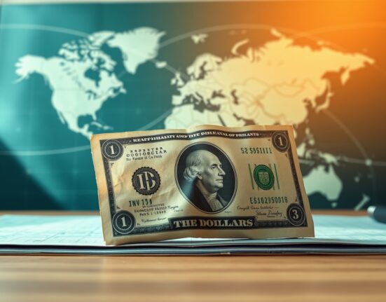 Analysis of US dollar's role as global reserve currency showing erosion effects on world financial map