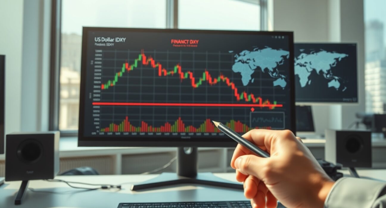 Forex trading desk analyzing US Dollar pullback amid Iran tensions and central bank decisions