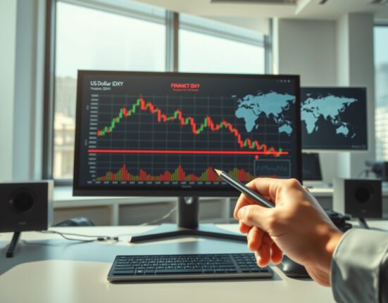 Forex trading desk analyzing US Dollar pullback amid Iran tensions and central bank decisions
