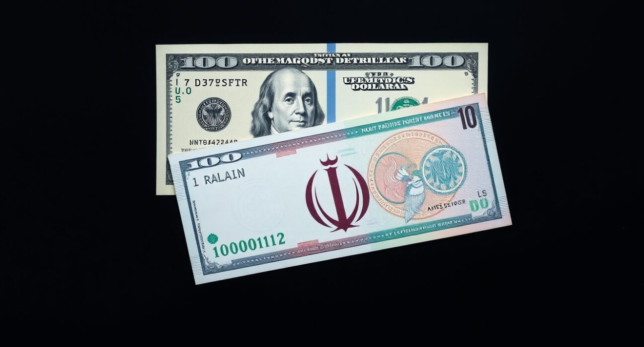 US dollar and Iranian rial banknotes on a dark surface representing forex market reaction to peace hopes