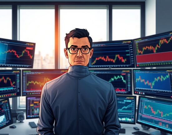 Financial analyst reviewing USD currency charts as geopolitical tensions ease, MUFG report analysis.