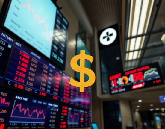Currency exchange board showing US dollar rates amid Middle East market developments