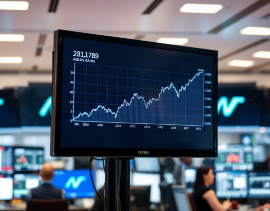 US dollar index chart showing steady gains near 99 on a trading floor screen