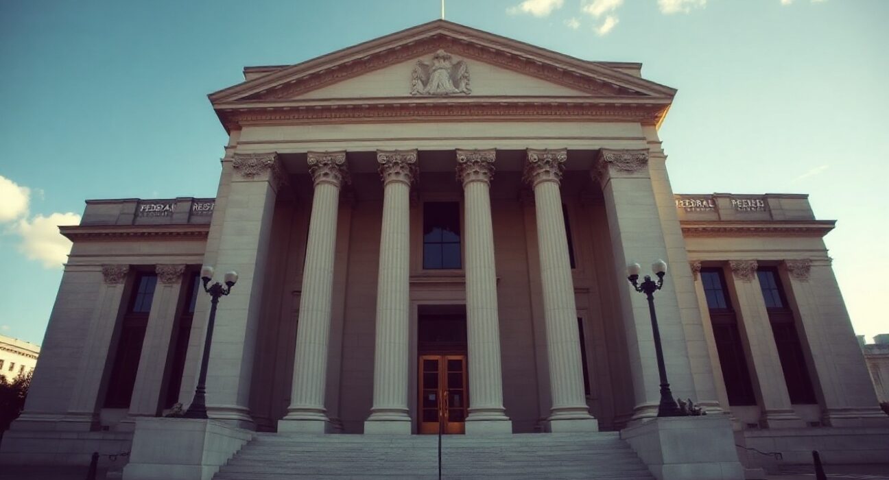 Federal Reserve building in Washington D.C. on a clear afternoon, symbolizing monetary policy and US Dollar stability.