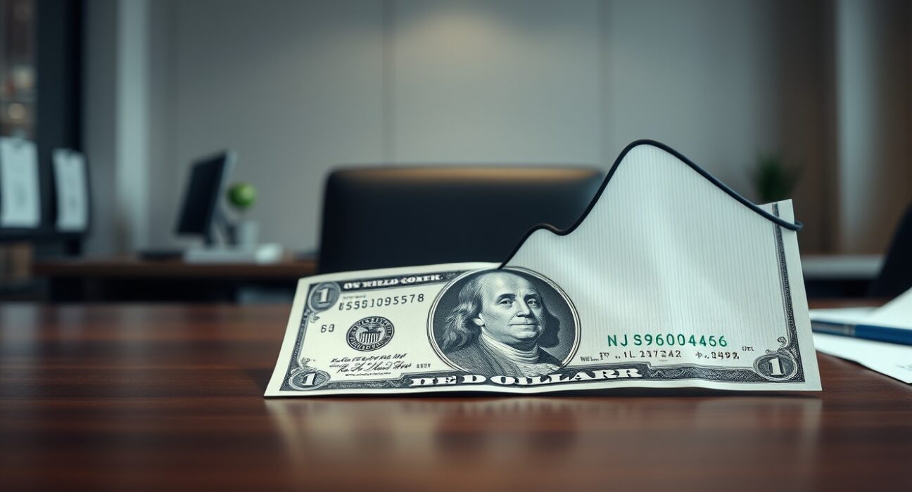 US dollar banknote and yield chart on desk illustrating DBS analysis of structural risks