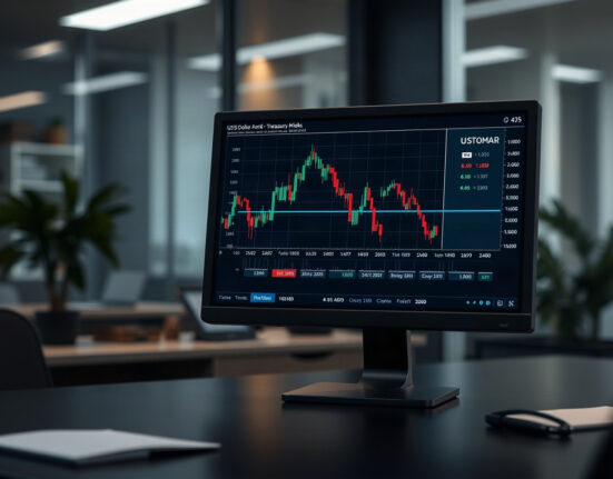 Analyst reviewing US Dollar and Treasury market charts on a monitor