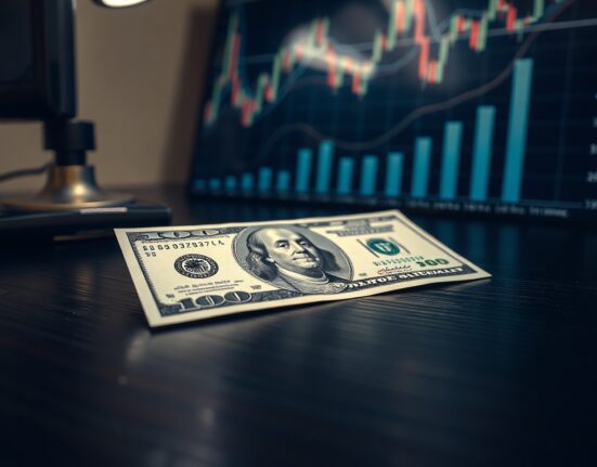 US dollar banknote with financial charts in background, representing MUFG's currency analysis