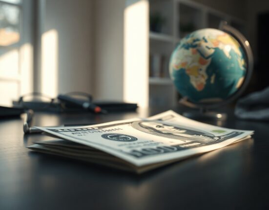 US dollar banknote with a globe in background, symbolizing currency market fluctuations