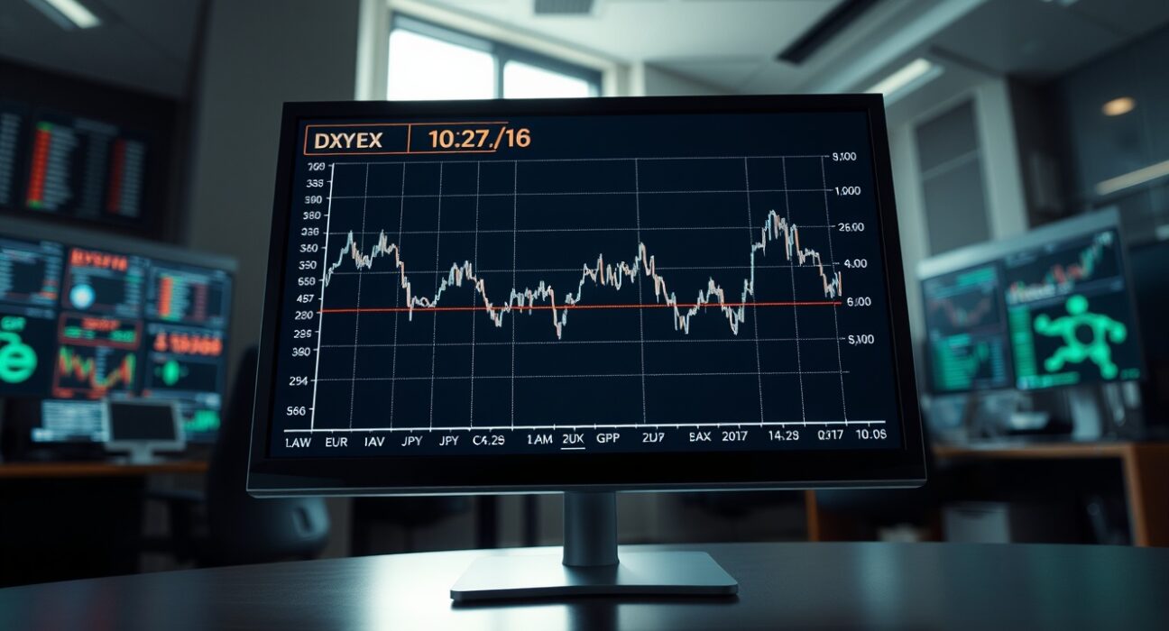U.S. dollar weakens on trading screen as Iran conflict de-escalation hopes grow.