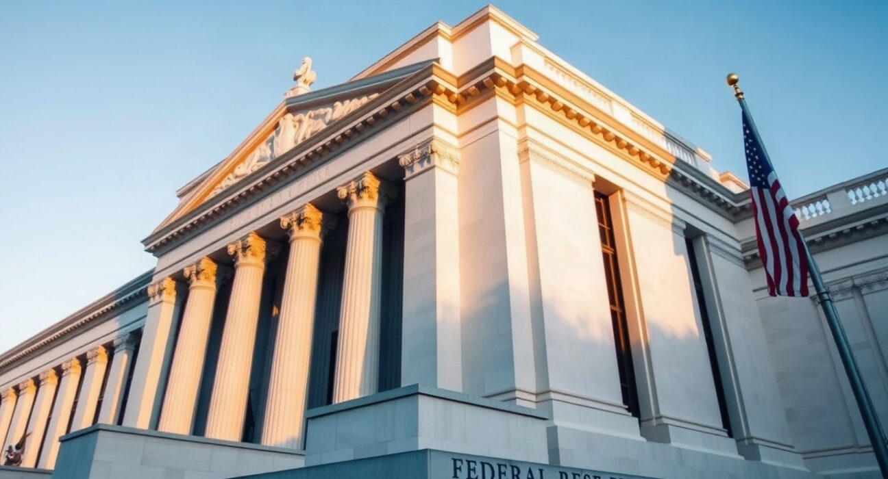 The Federal Reserve Building in Washington, D.C., on a clear day.