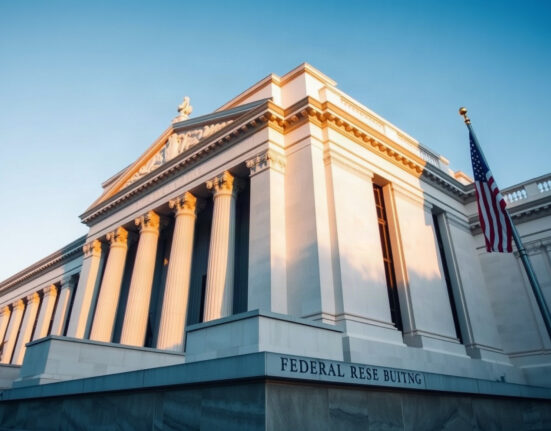 The Federal Reserve Building in Washington, D.C., on a clear day.