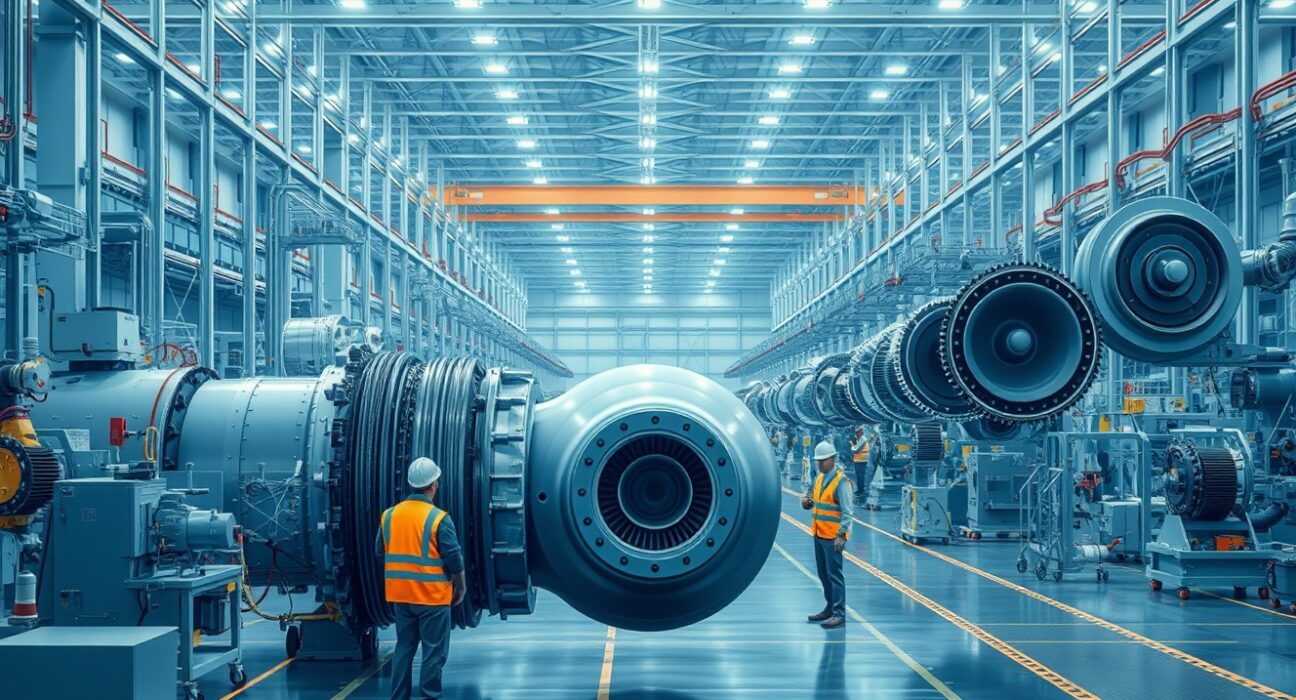 US durable goods orders rise in March 2025, factory floor with industrial machinery and workers