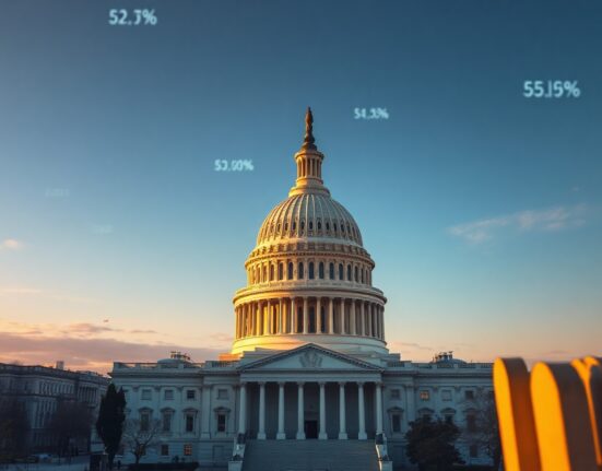 US Capitol Building with subtle financial chart overlays representing economic analysis and inflation