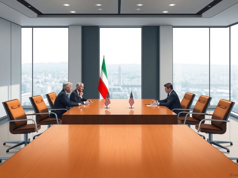 U.S. envoys Witkoff and Kushner in diplomatic talks with Iranian foreign minister in a conference room.