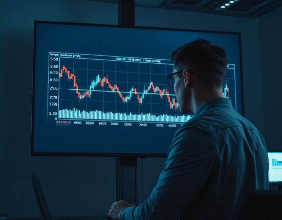 Analyst reviewing US stock market chart showing flat performance indicative of a lost decade
