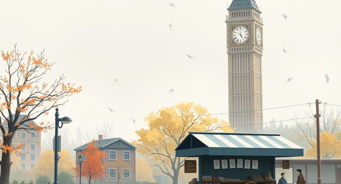 Symbolic Studio Ghibli art representing US GDP growth slowdown due to government shutdown economic impact.