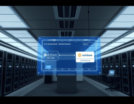 US government Bitcoin transfer to Coinbase Prime from seized Bitfinex hacker funds visualization